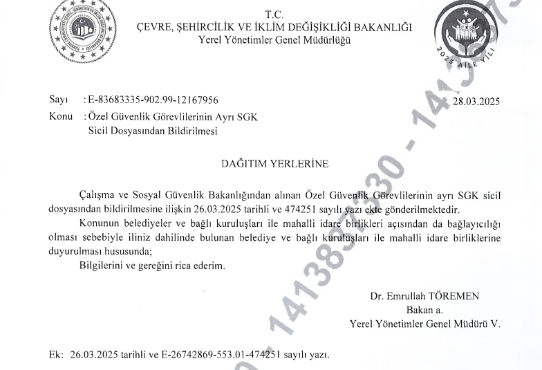 Belediyelerde Çalışan Özel Güvenlik Görevlilerinin İş Kolu Değişti