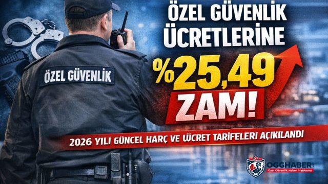 2026 Özel Güvenlik Harç ve Ücretleri Belli Oldu: %25,49 Zam