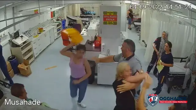 Özel Güvenlik Görevlisine Saldıran Anne ile Kızı Hastaneyi Birbirine kattı